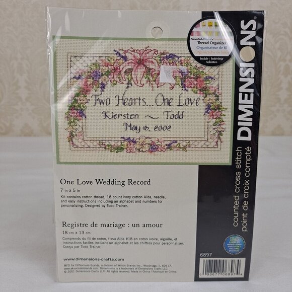 Dimensions One Love Wedding Record Counted Cross Stitch Kit NWT - Picture 1 of 5